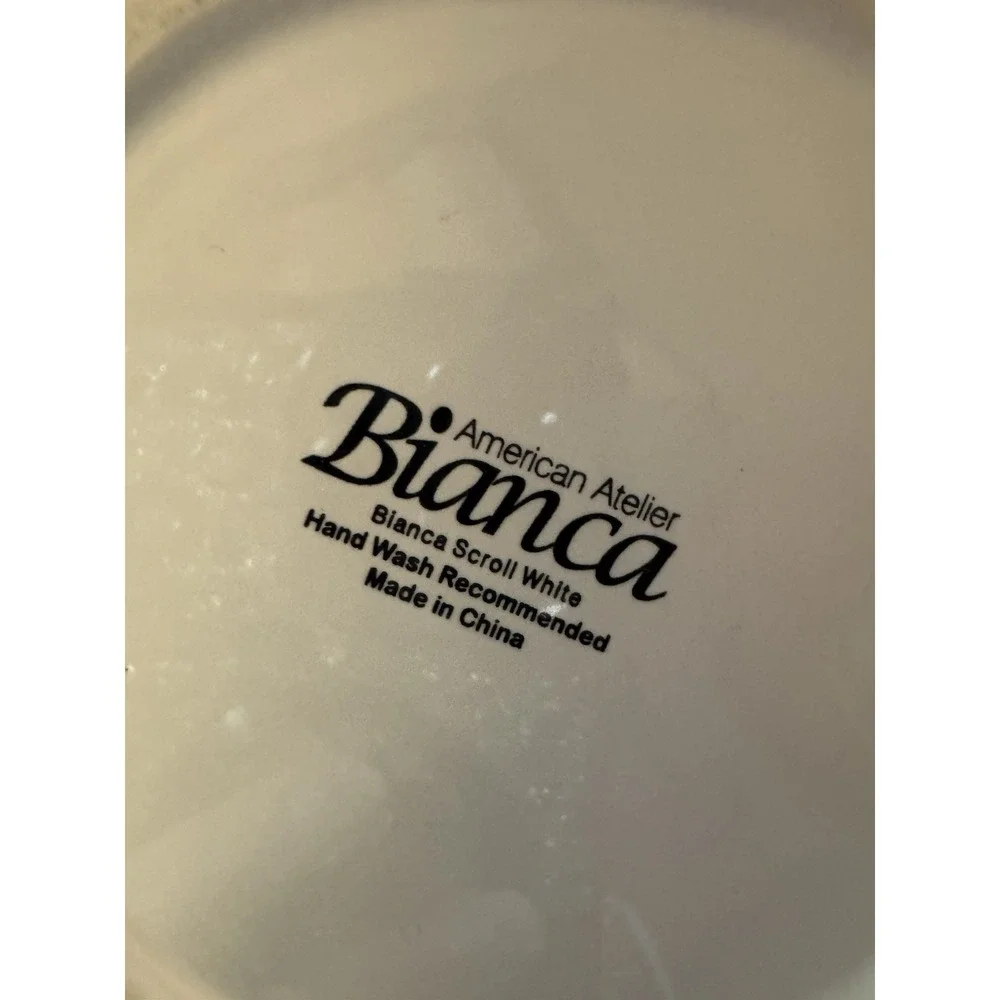 American Atelier Bianca Scroll White Large Ceramic Cannister With Lid